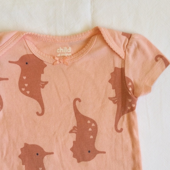 child of mine peach seahorse short sleeve bodysuit diaper shirt 18 months baby - Picture 1 of 8